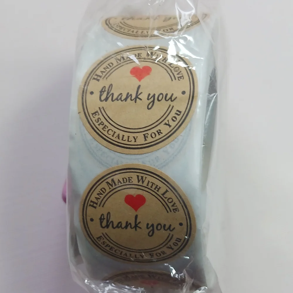 Roll of 500 Thank You Handmade Stickers